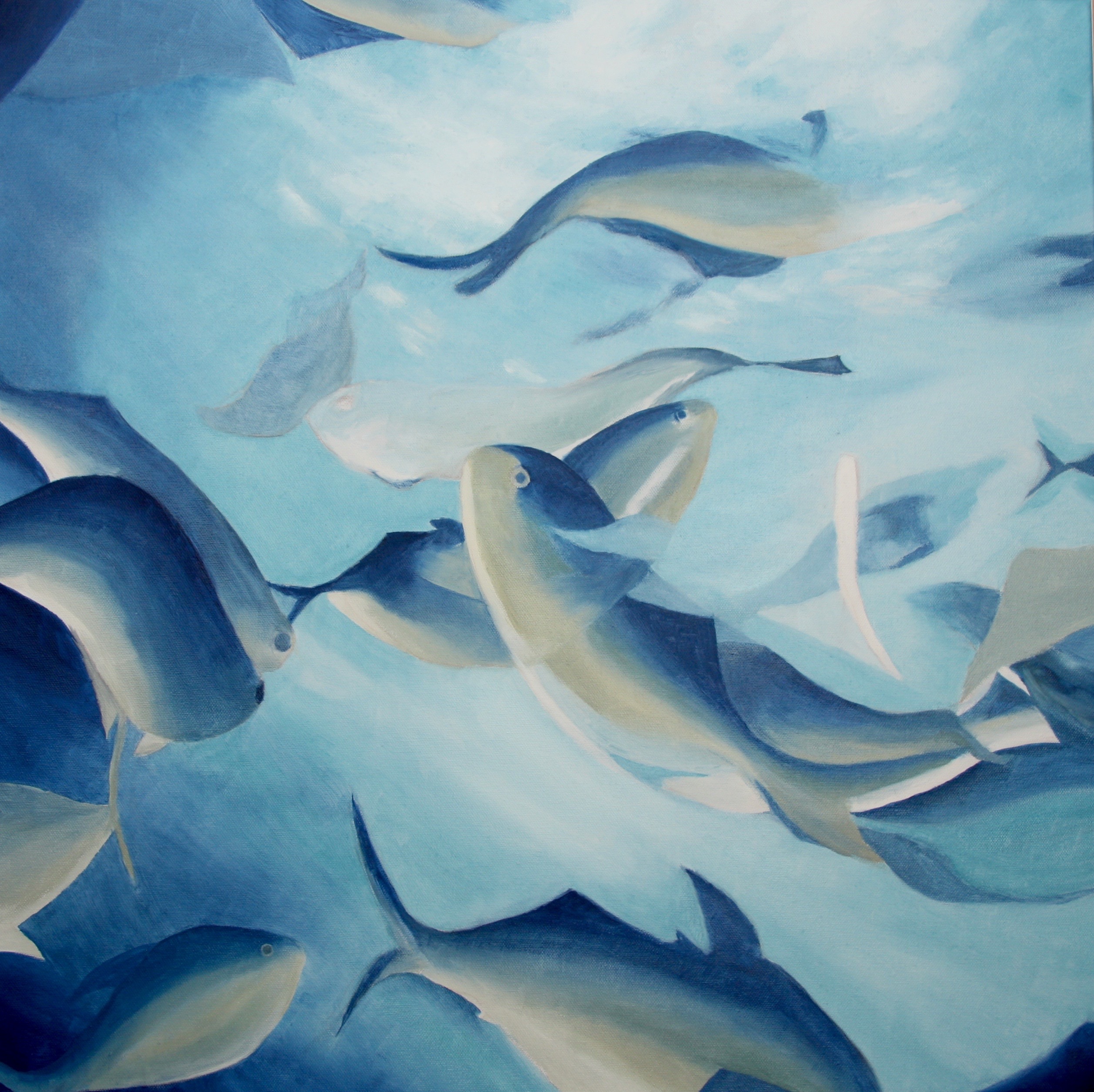 Wasserleben %c3%96l auf leinwand 60 x 60 cm 2015